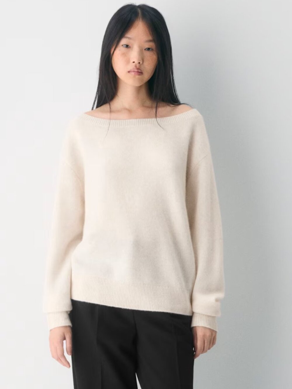 BNWT Aritzia Cashmere Relaxed Boatneck XS Heathered Oatmeal